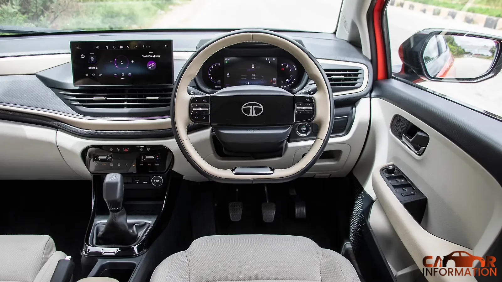 Tata Altroz CNG AMT cabin interior dashboard design