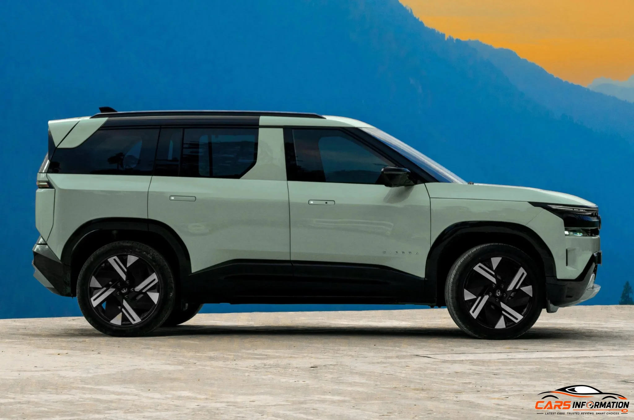 Tata Sierra Electric side profile alloy wheels design