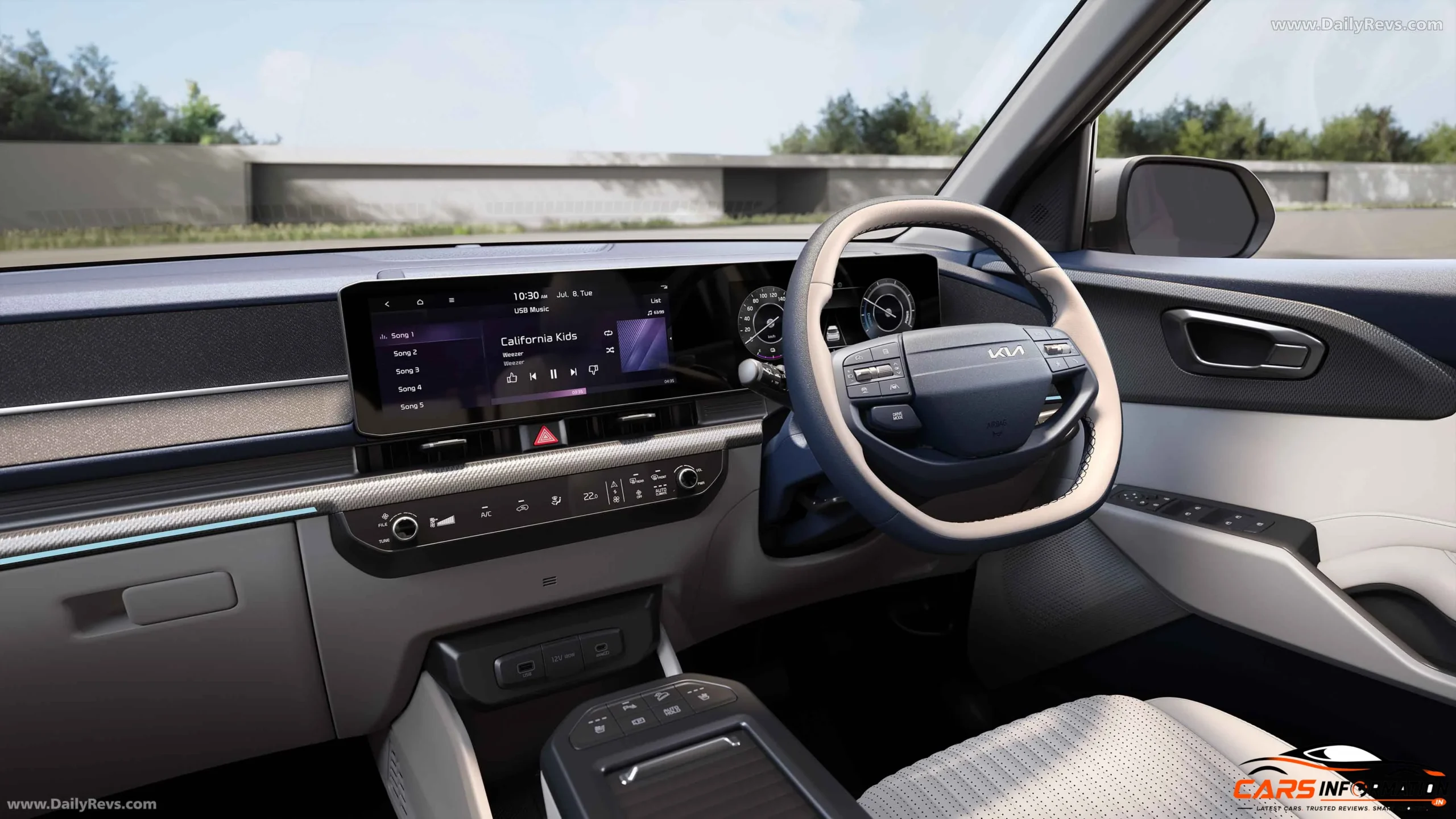 Kia Carens EV Range Test cabin interior dashboard design