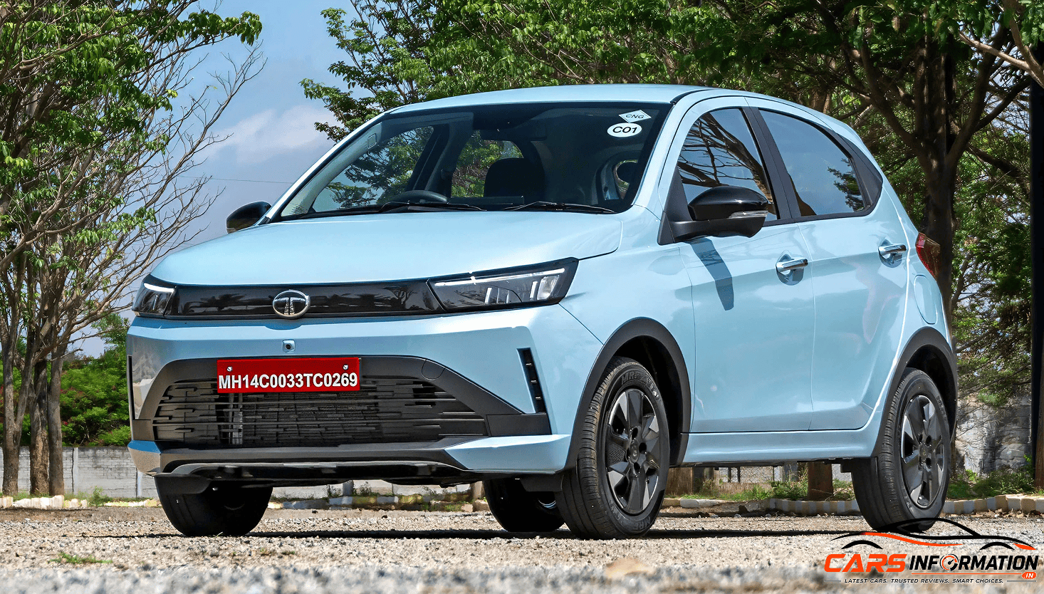 2026 Tata Tiago Petrol vs CNG front profile road test
