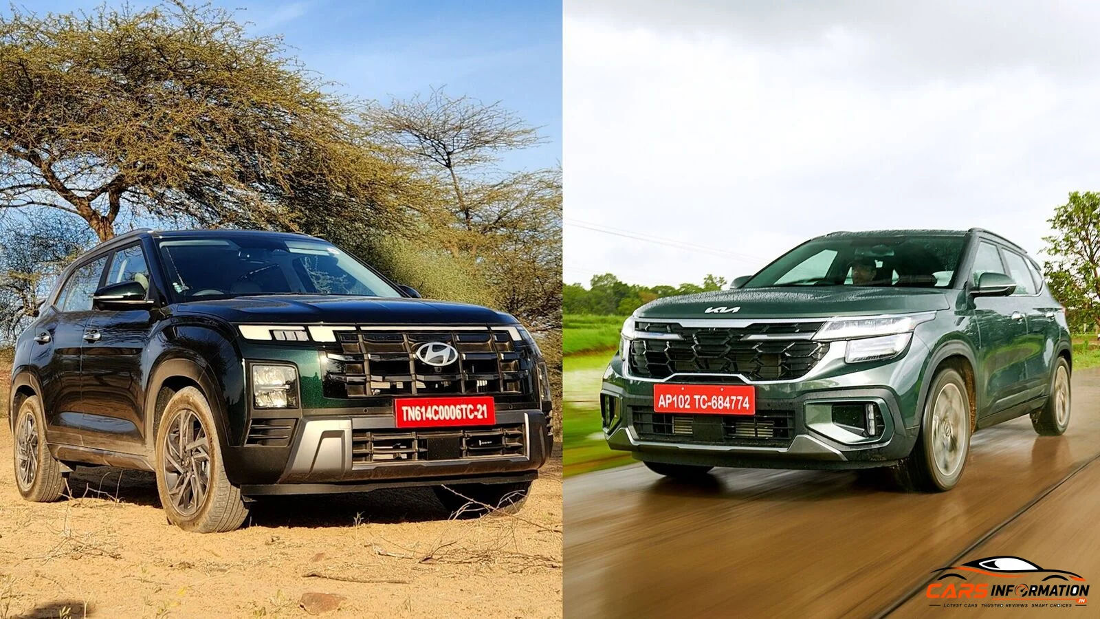Hyundai Creta vs Kia Seltos front profile road test