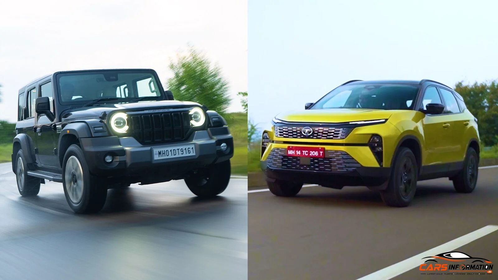 Tata Harrier vs Mahindra Thar Roxx side profile alloy wheels design
